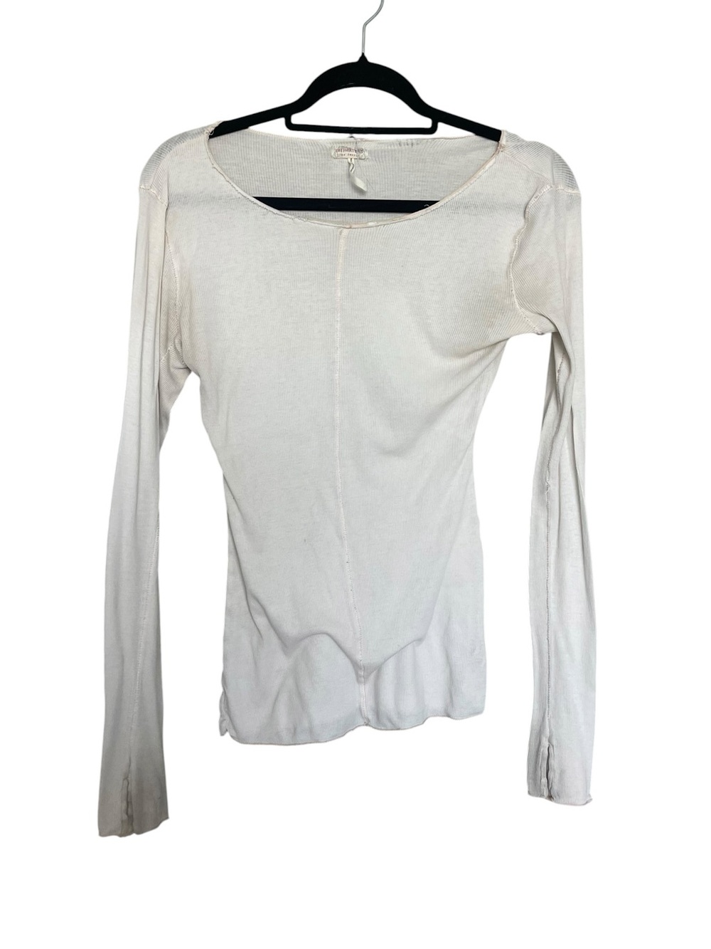 Free People Relaxed Scoop-Neck Long Sleeve Top in Cream